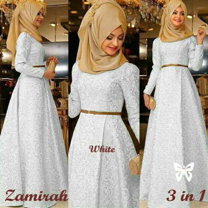 ZAMIRAH WHITE BUSANA GAMIS UMROH TERBARU GAMIS TERBARU WARNA PUTIH - KLDGNJS
