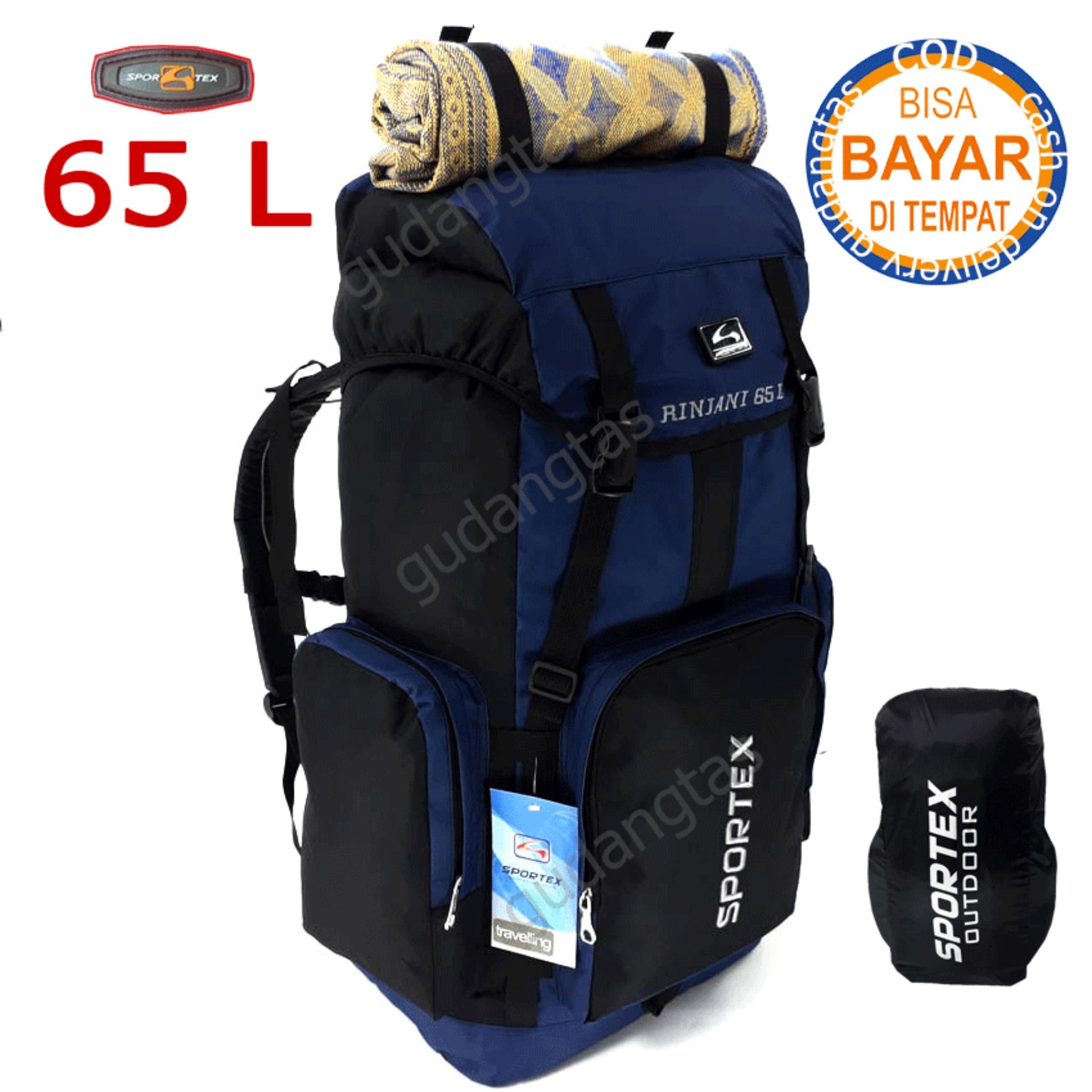Sportex Tas Ransel Gunung Tas Keril Tas Carrier Tas Camping Tas Hiking 65L Jumbo Raincover GDTL0886 DONGKER Backpack Sport Outdoor kombinasi HITAM