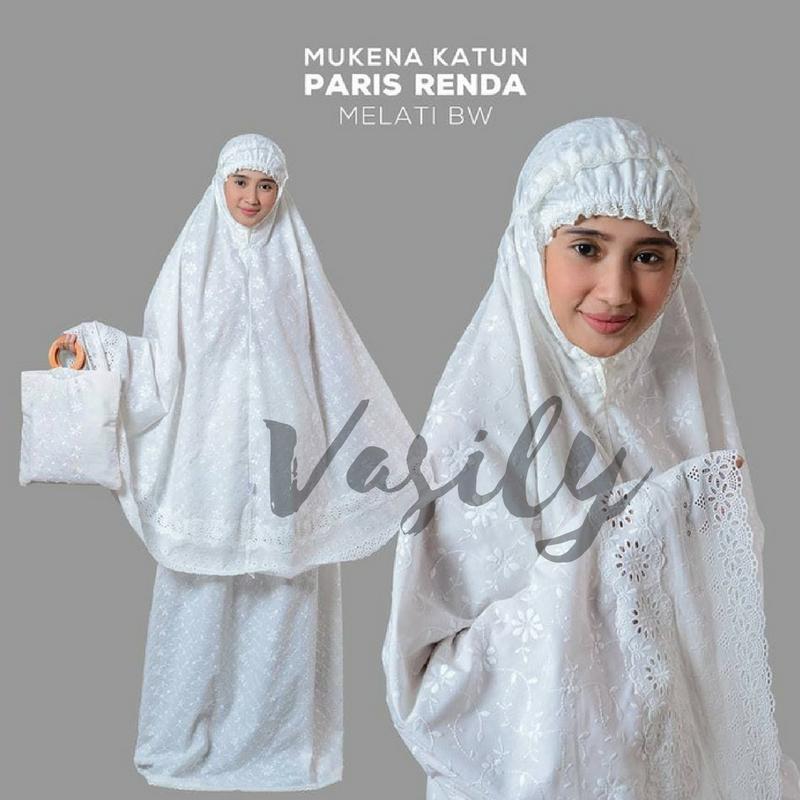 VASILY Mukena Dewasa Katun Jepang / Mukenah Murah Bukan Warna Putih dan Motif Bordir Terusan / Rukuh Bahan Katun Bukan Parasut / Perlengkapan dan Alat Shalat Murah / Renda Melati Broken - MVSD210