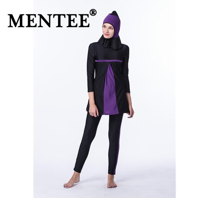 Mentee Wanita Ukuran Plus Pakaian Renang Muslim Pantai Baju Mandi Muslimah Baju Renang Islam Selancar Renang Memakai Cakupan Penuh Sorban Baju Renang