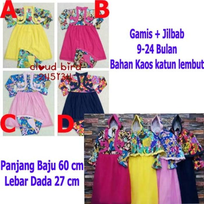Baju Muslim Bayi Perempuan Gamis + Jilbab - Trend Afifah