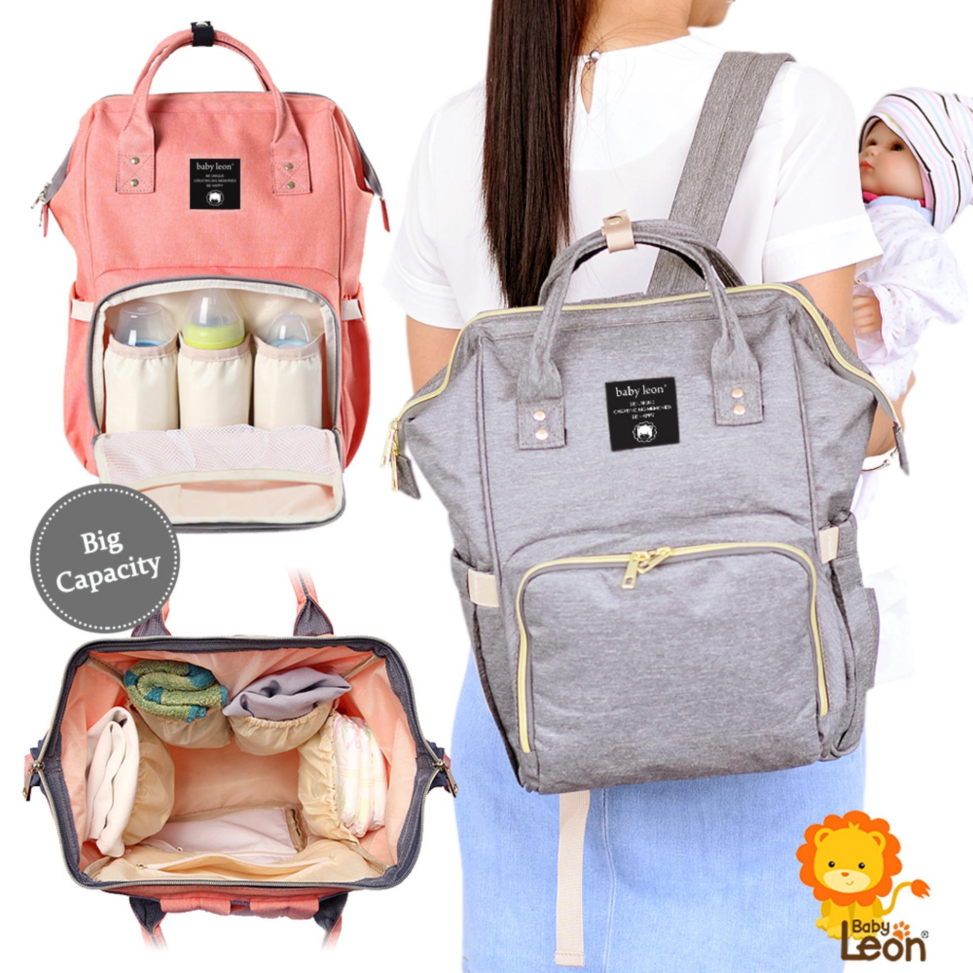 Tas bayi Backpack BABY LEON / Tas Perlengkapan Baby / Ransel / Tas Popok / Diaper Bag FS HS-899 - GRAY