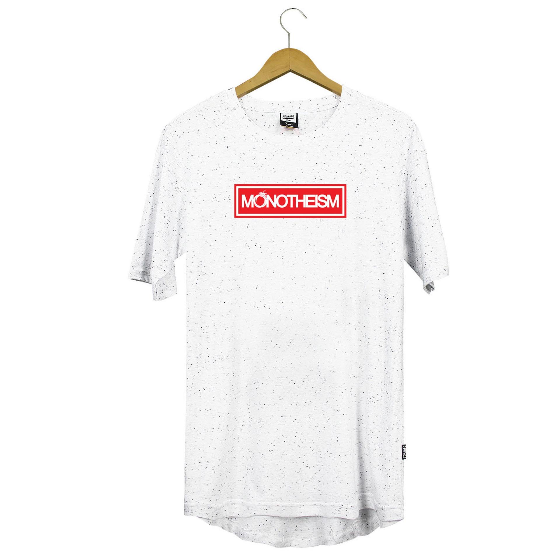 Tomato Clothing Original Kaos Distro Pria Longline Warna Putih Polka Model Monotheism