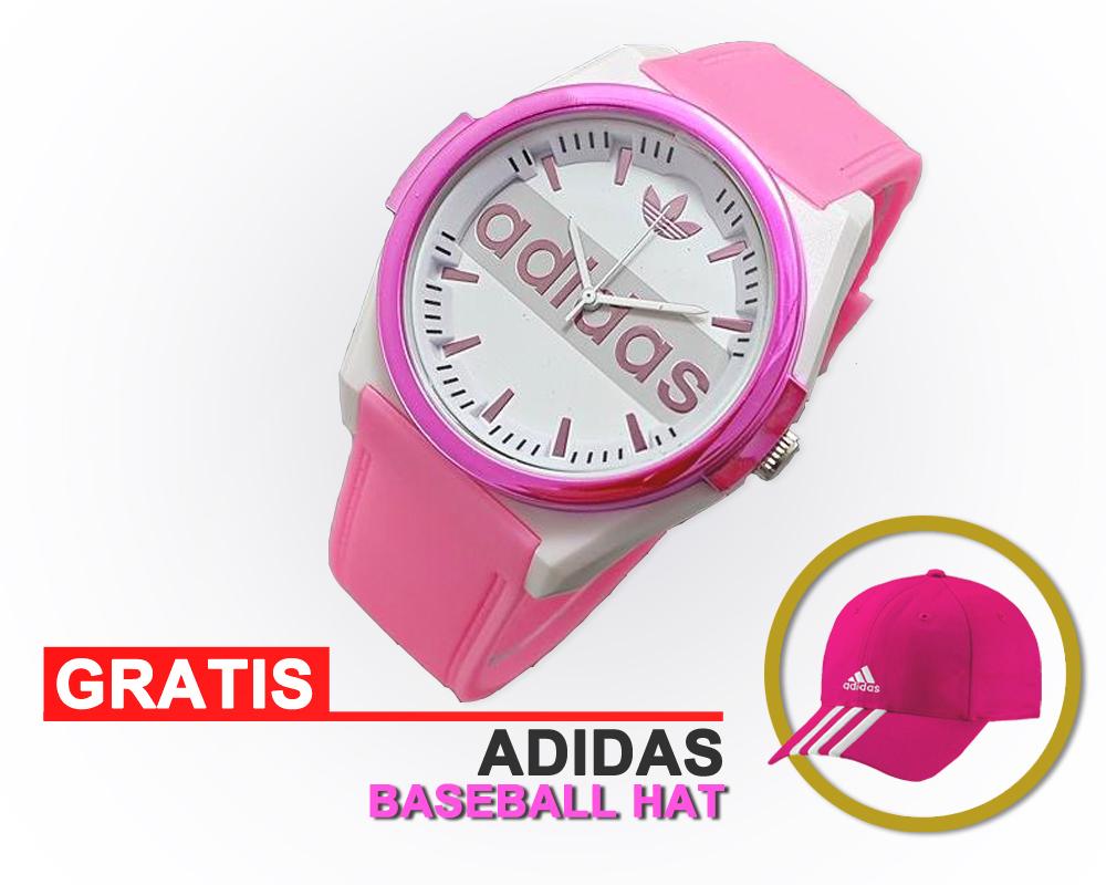 ADIDAS SPORT WATCH- Jam Tangan Wanita KASUAL FASHION SPORTY RUBBER STRAP BONUS TOPI BONUS BATERAI CADANGAN