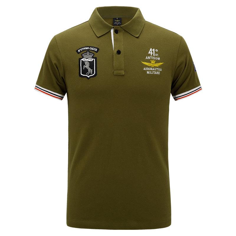 Air Force One Polo Shirt Casual Musim Panas Kaus T Berkerah MA1 Gaya Korea Warna Polos