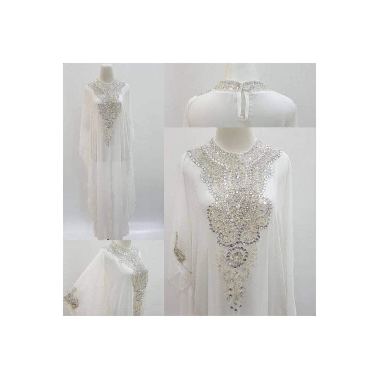 Jual Kaftan gamis dress dubai putih bw