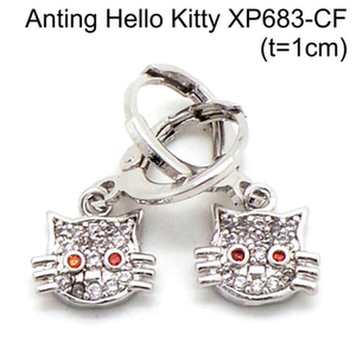 Anting Hello Kitty Perhiasan Lapis Emas Putih Aksesoris Wanita XP683CF