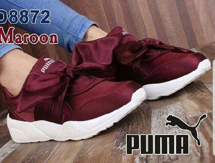 SEPATU WANITA PUMA BOW MAROON Murah Casual Grosir