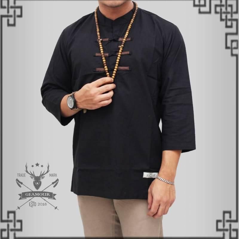 Kemeja Pria Muslim - Baju Koko Kerah Mandarin - Premium Cotton Cigarette
