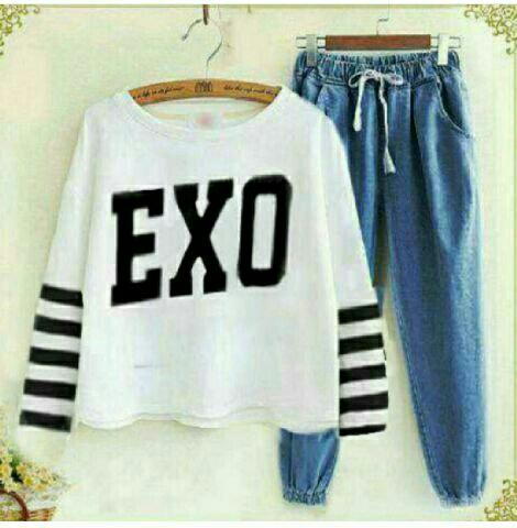 HRV Shop Setelan Wanita Blouse dan Celana Joger Wanita St Exo / Stelan Wanita / Blosuse Wanita / Rok Wanita / Baju Terusan Wanita / Dress Wanita / Cardigan Wanita