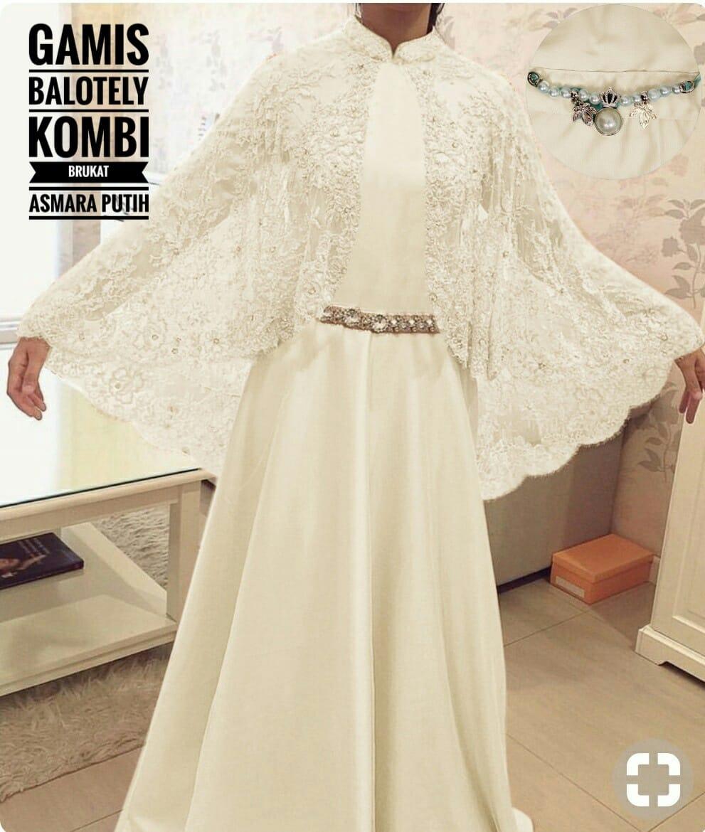 GAMIS BALOTELI LARIS / GAMIS MUSLIM / GAMIS BRUKAT MURAH ASMARA WARNA PUTIH