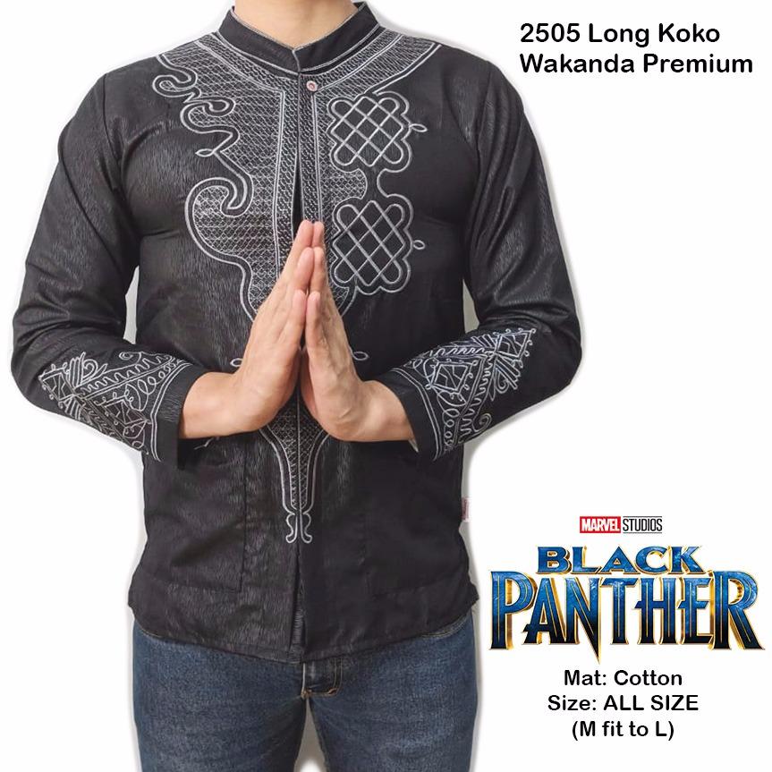 Menstream_id Baju Koko Baju Muslim Baju Muslim Pria Koko Modern Koko Pria Black Panther Wakanda Premium Hitam