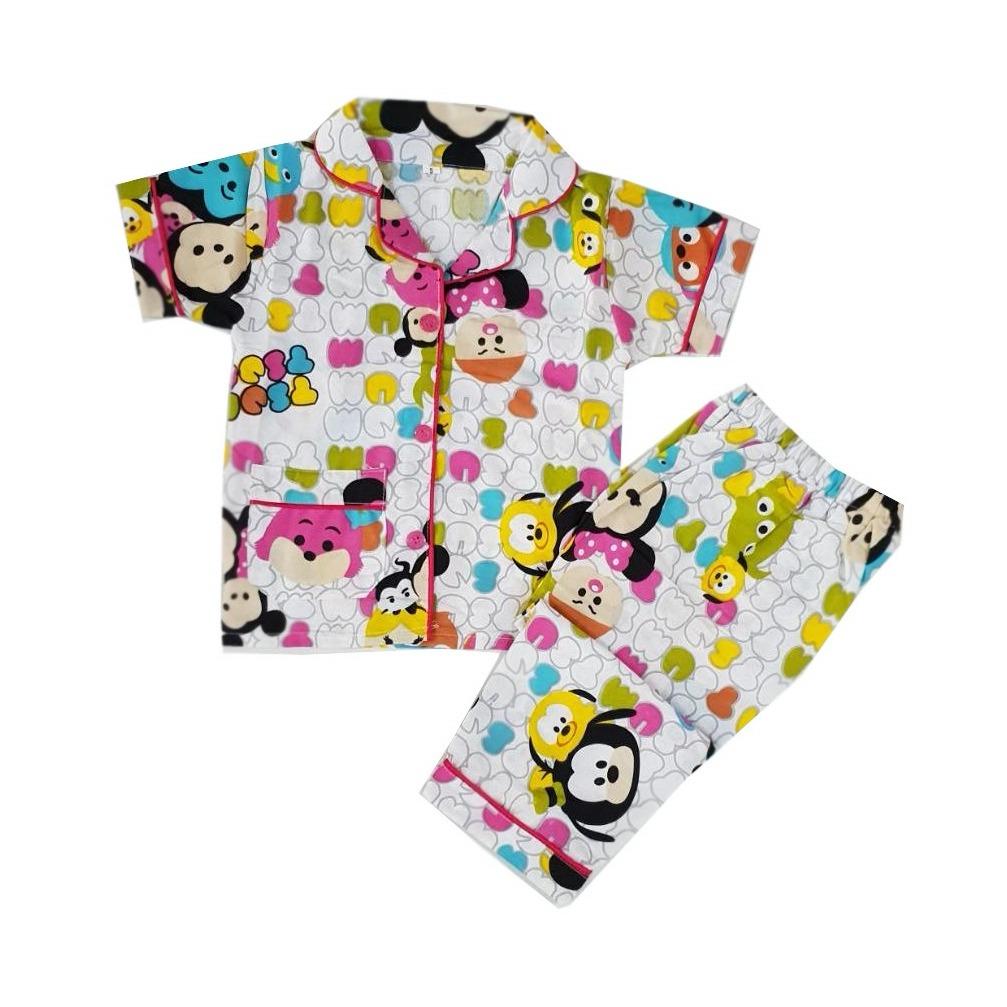 Freeshop 1pcs Setelan Baju Tidur Piyama Baby MonkeyBayi Lengan Panjang F1077 - Pink