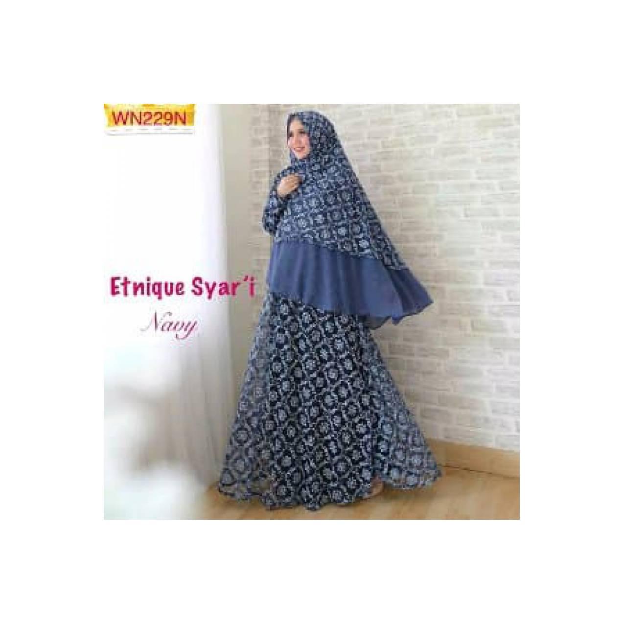 abaya gamis syari etnik navy. baju muslim big size xxxl PROMO