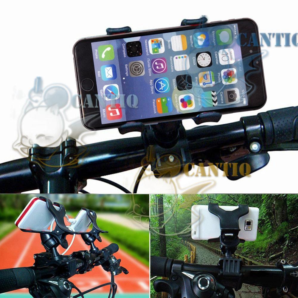 QCF Tatakan Holder Sepeda Untuk HP Tatakan Handphone Holder Handphone Bicycle Holder Sepeda via Setang Holder Jepit Kepala Besar Untuk Hp Di Sepeda - Hitam