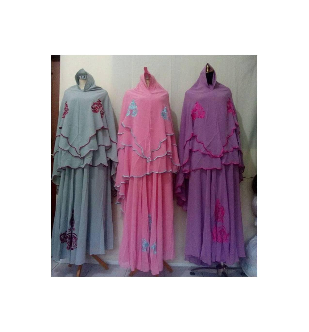 gamis syari set khimar bordir / olivia by kanio/ busui jumbo big size