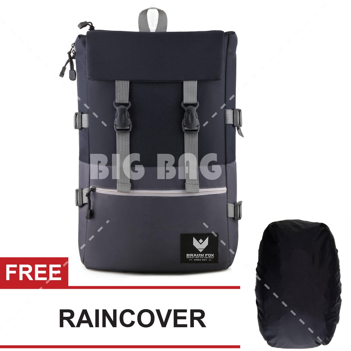 Tas Ransel Pria / Wanita Korea  Braun Fox - Altero 0.01 Dailypack Outdoor Tas Laptop Backpack - Black.02 + FREE Raincover Tas Kerja Tas Sekolah Tas Kerja Tas Korea Style Import Gaya Distro Remaja Canvas Unisex Eiger Bodypack Fila Anello Promo Murah