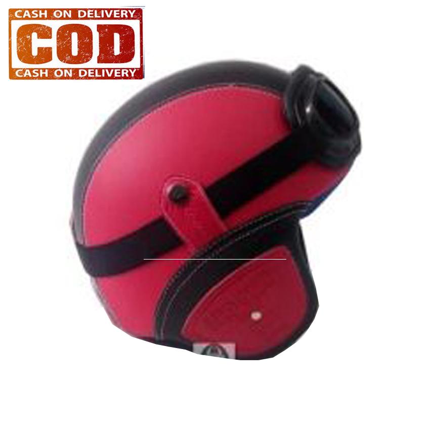 AchmadStore,Helm Retro Kulit Unik Klasik Kaca Mata ( Helm, Retro, Kulit, Clasic, Vespa) - Merah