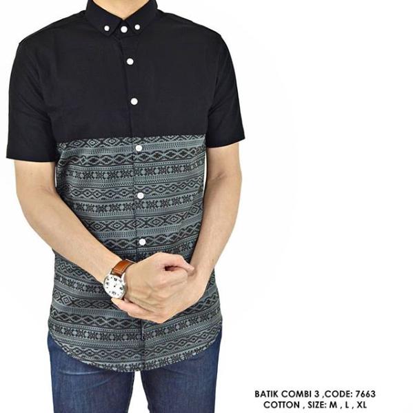van shirt store BAJU KEMEJA BATIK DARK STONE UNIK FORMAL COWOK PRIA KERJA KANTOR Batik Combi 3