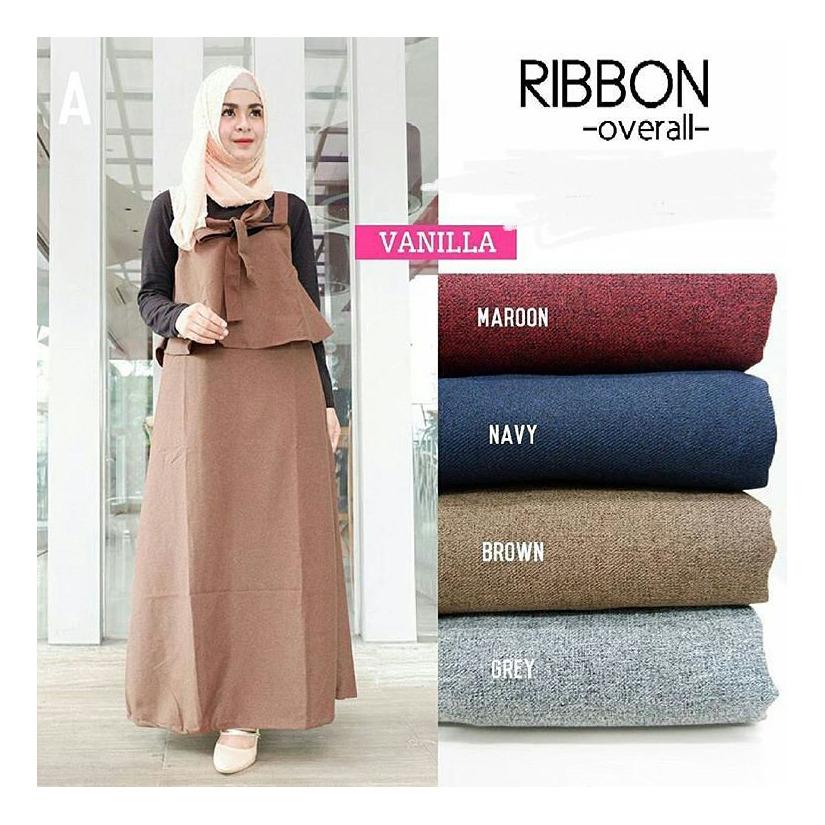 Stelan Jumpsuite “BC RIBBON” Baju Panjang Muslim Hijab Moderen Pakaian Trand Baru 2018
