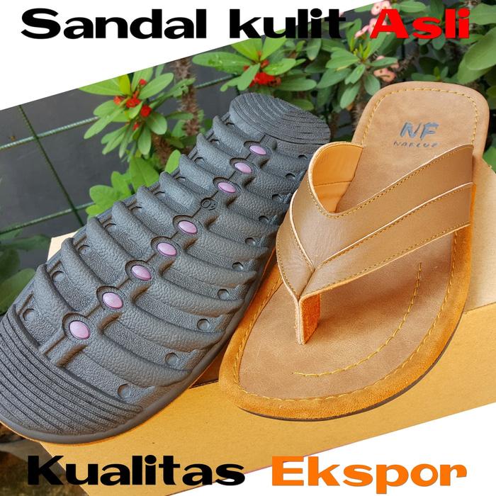 Best Seller!! Sandal Jepit Pria Kulit Sapi Asli Garut Grosir Cibaduyut Jogja Magetan - ready stock