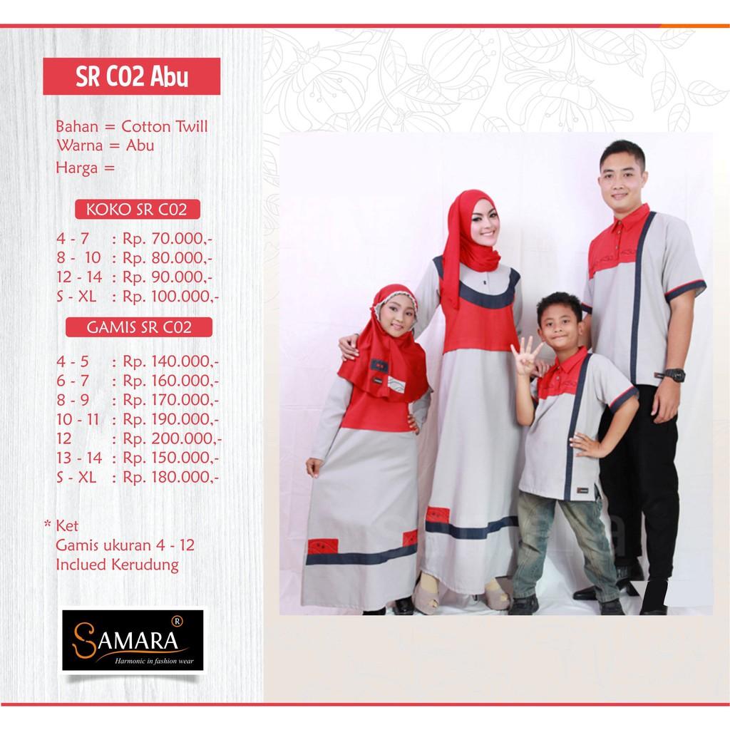 Baju Couple Keluarga Busana Muslim Sarimbit Gamis Syari Koko Lebaran Pria Anak Wanita / SAMARA C02 (Gamis S,M,L,XL)