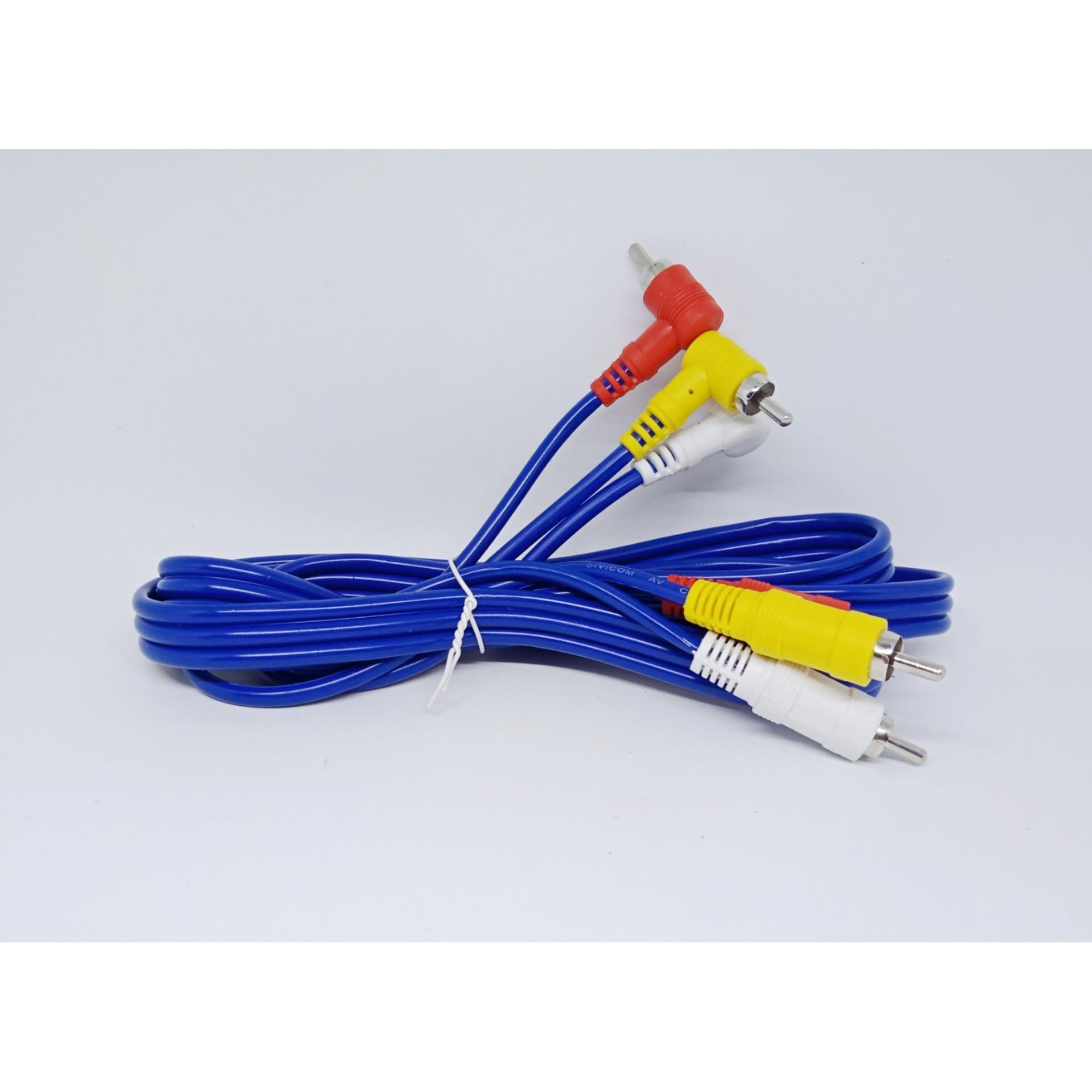 kabel audio video/kabel 3RCA 2Yard biru High Quality
