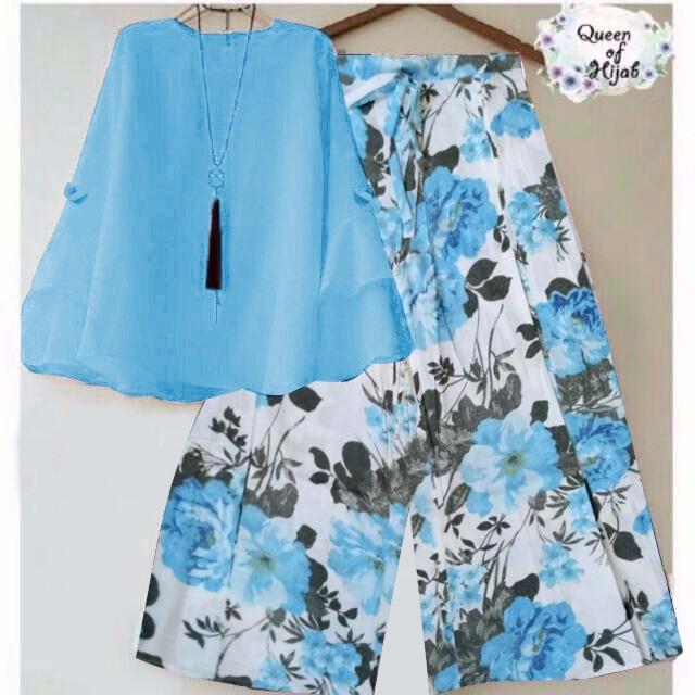 RULIVA - STELAN KULOT ROSEBLUE SETELAN KULOT SET BAJU DAN CELANA MUSLIMAH