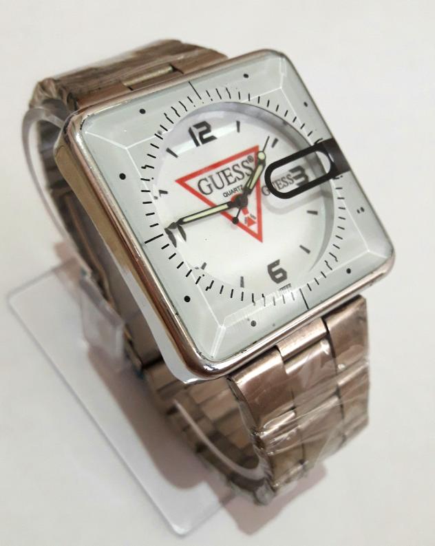 PROMO SAAT INI JAM TANGAN PRIA / WANITA GUESS KOTAK SILVER G109S TERLARIS
