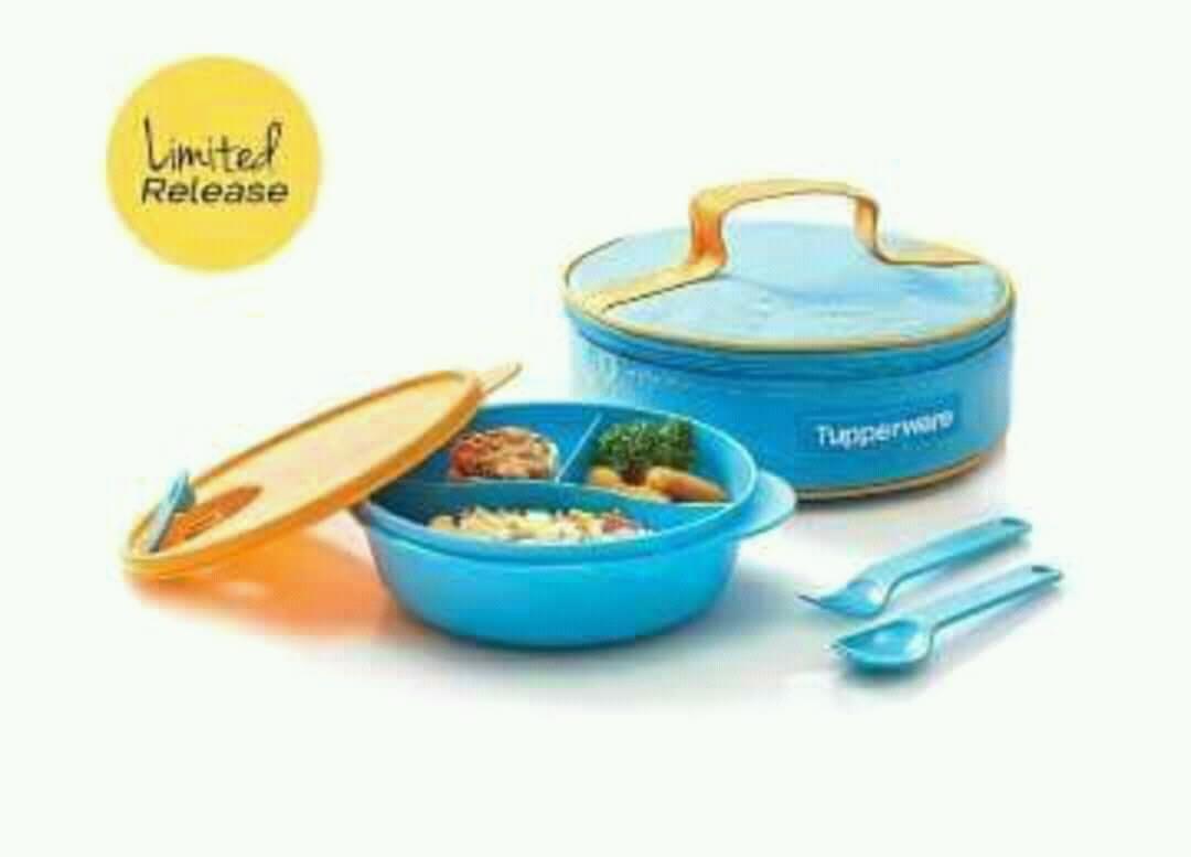 Tupperware Crystalwave lunch set Biru/tempat bekal/kotak makan