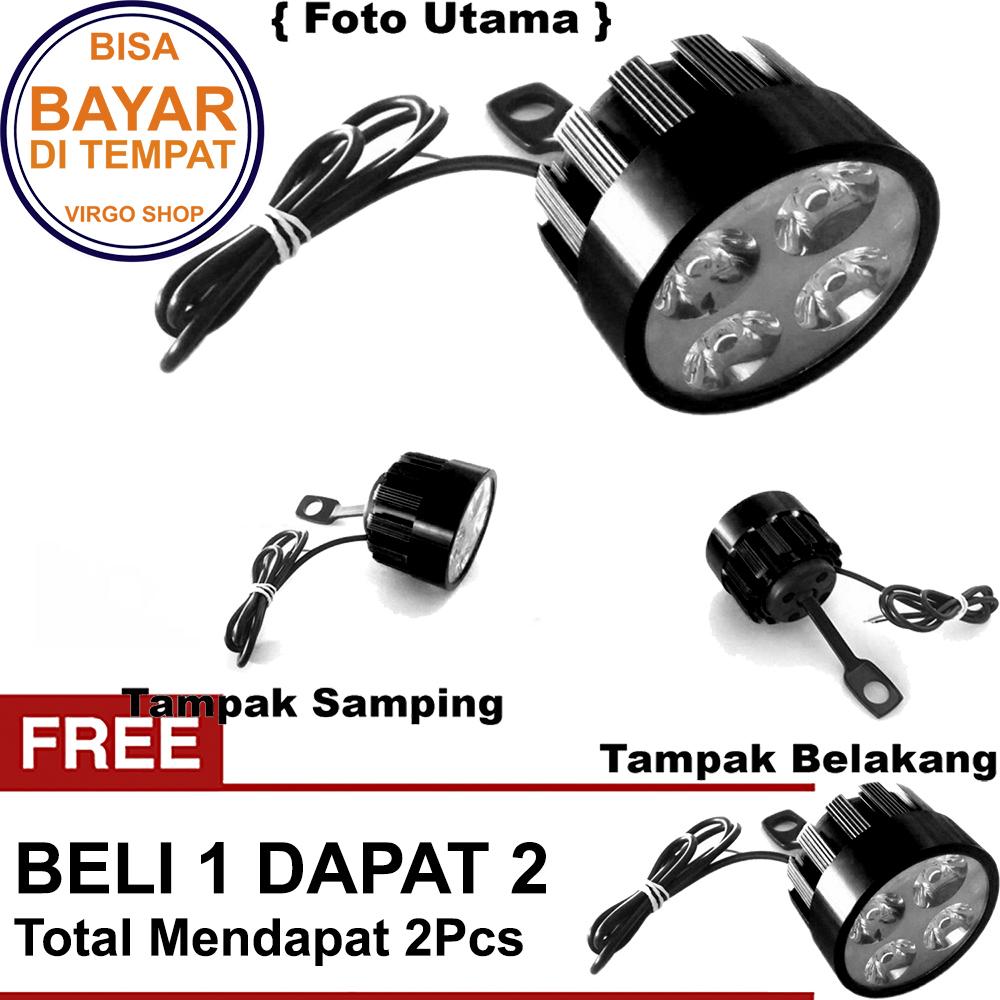 Beli 1 Dapat 2 Lampu Tembak LED 4 Mata Sorot Putih Model Baut di Spion - Hitam