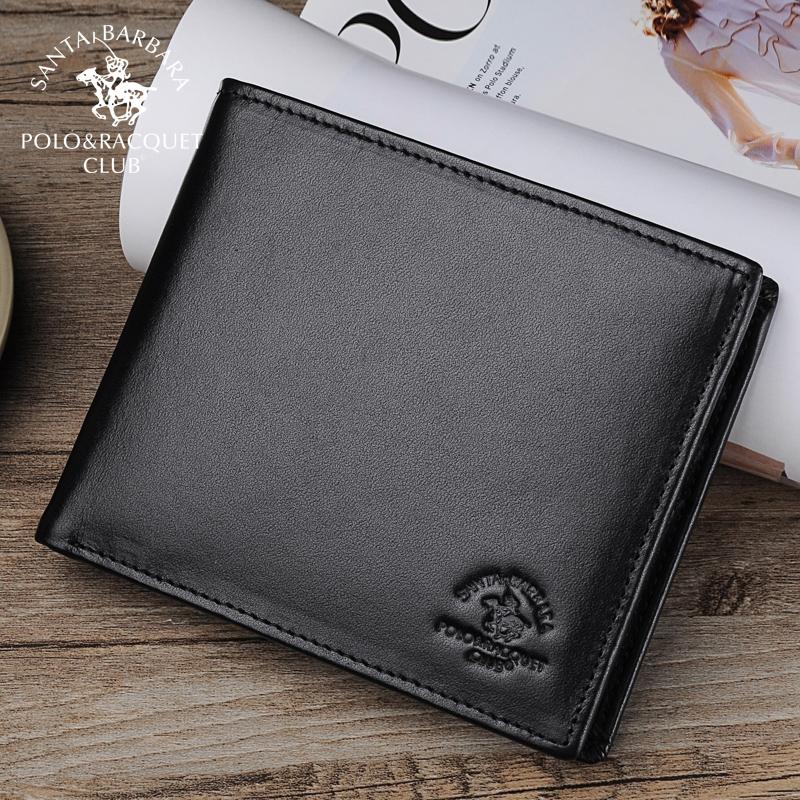 Santa Barbara Polo & Racquet Club Kulit Jepitan Lembut Catok Dompet Pria Ayat Pendek Dompet (2. ayat Pendek Lintas)