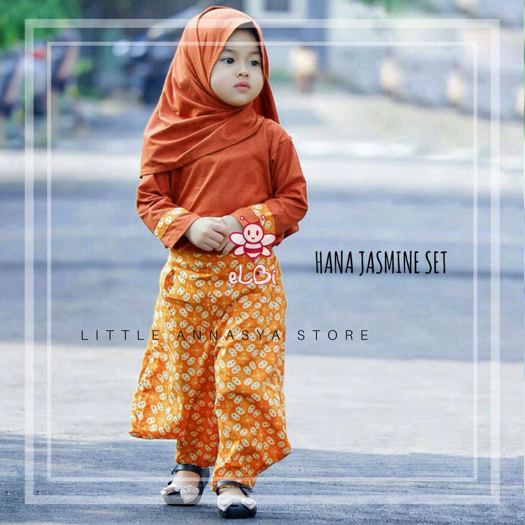 eLBi - Baju Muslim Anak Perempuan / Baju Muslim Balita Perempuan / Gamis Anak / Baju Muslim Anak / Baju Muslim Bayi Perempuan / Baju Pesta Anak Muslim / Hana Jasmine Series