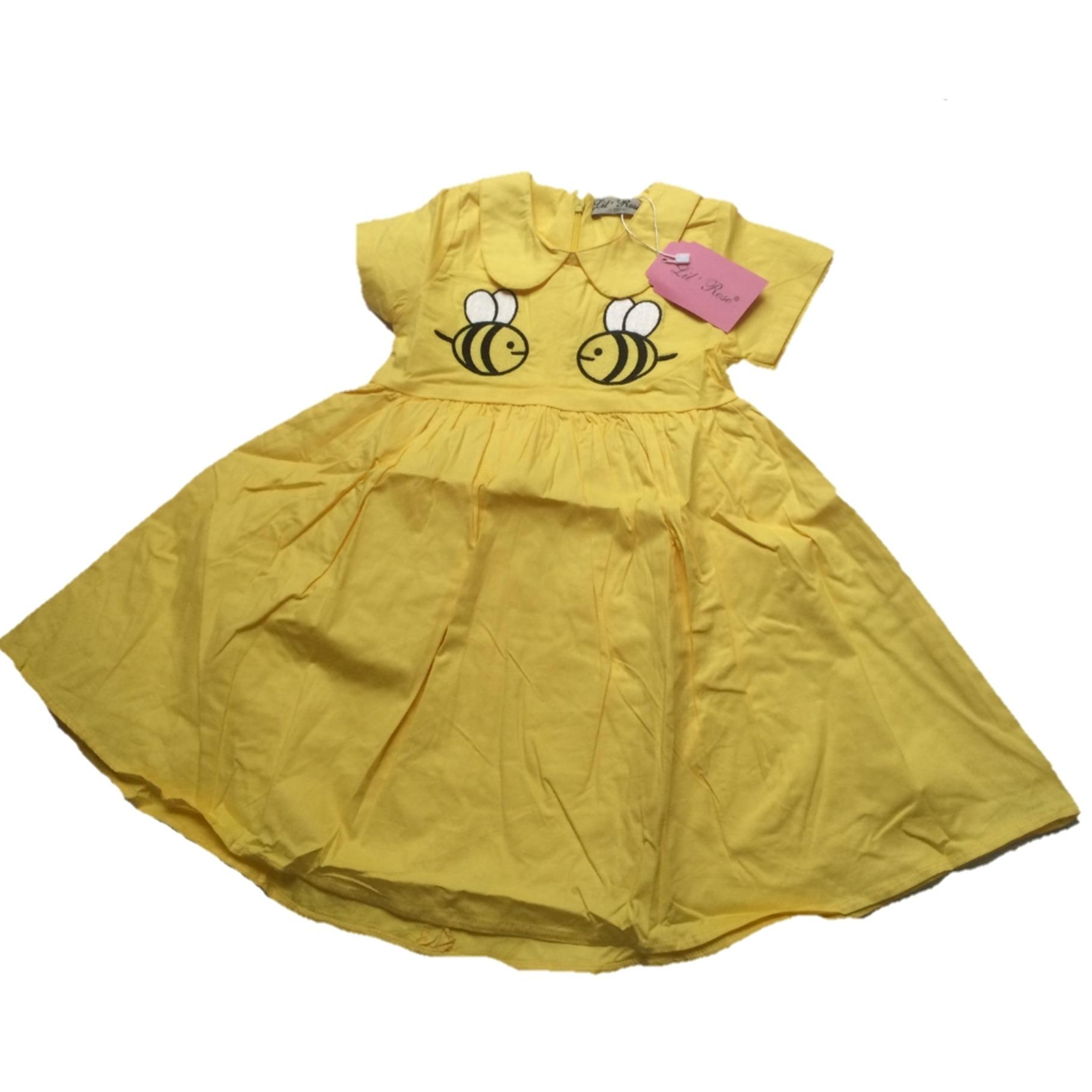 Dress kuning lebah twin lengan pendek ( LIL ROSE)