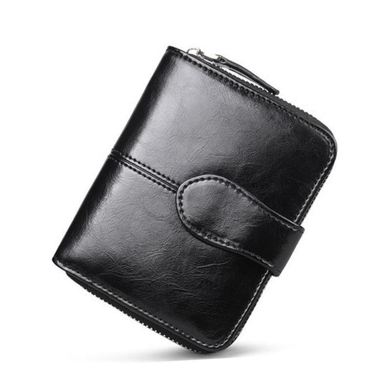 SlaluStok Store - Fashion Korea Dompet Mini Wanita Dompet Pendek Casual Kulit Asli warna Solid beritsleting wadah kartu - Hitam