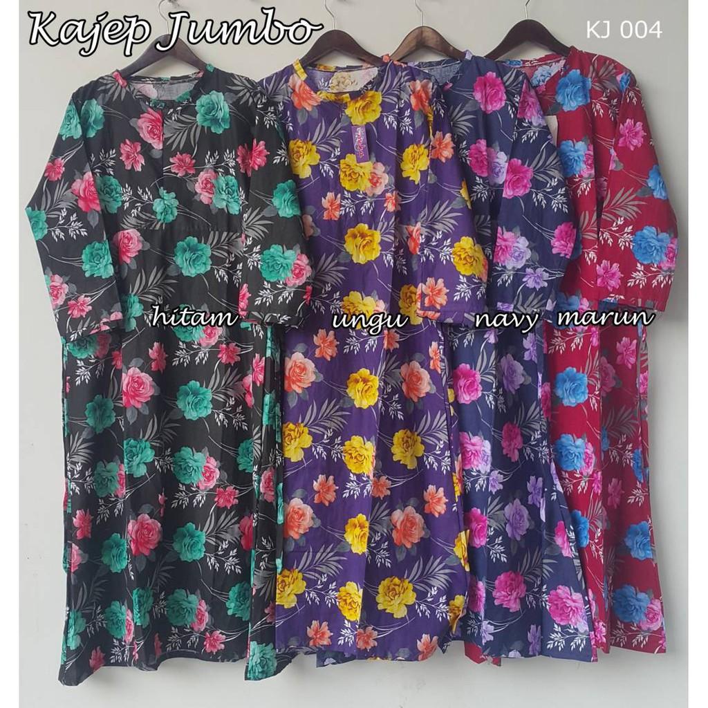 Gamis Katun Jepang Motif Bunga XXXL Jumbo (Marun)