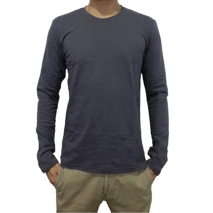 PROMO Baju Kaos Polos Lengan Panjang Pria Oneck / Baju Kaus Tangan Panjang Cowok Warna Hitam - Navy / Biru Dongker Go ShoppingNow