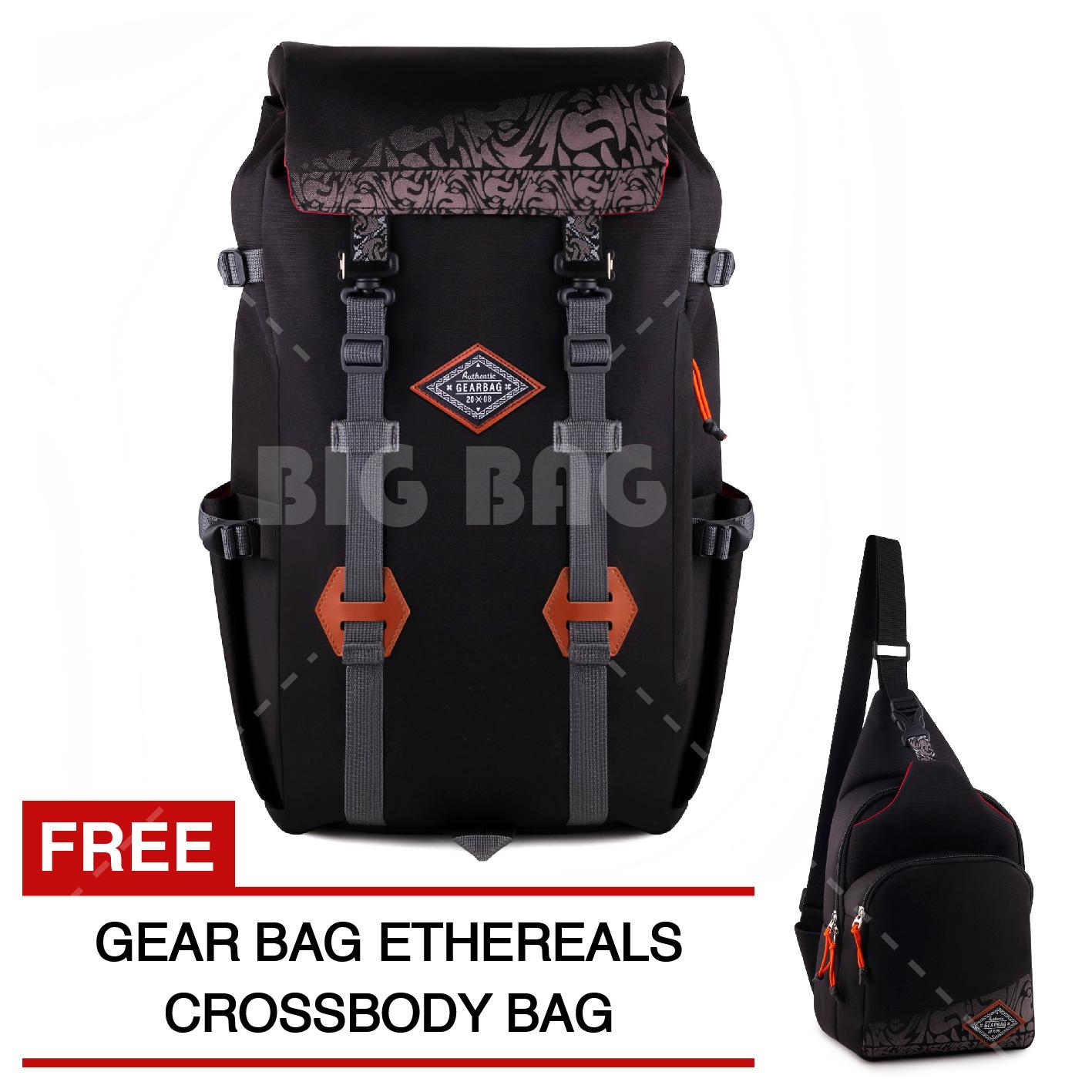 Tas Ransel Pria Gear Bag Ethereals Mountaineering Tas Laptop Backpack - Black + FREE Tas Selempang Ethereals Crossbody Bag Promo Murah Tas Ransel Gunung Tas Sekolah Tas Kuliah Eiger Rei Consina North Face Deuter Termurah Terlaris Best Seller