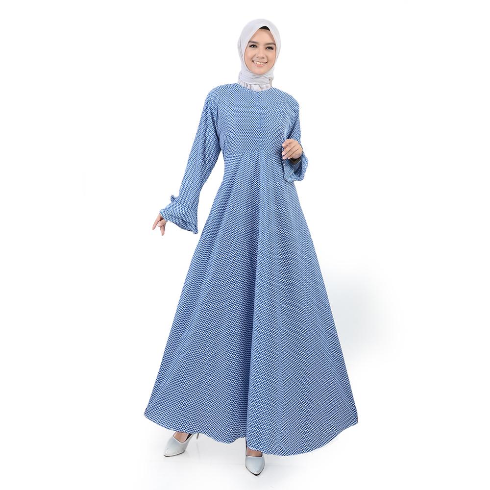 Jfashion Long Dress Gamis Maxi variasi seleting depan - Salsabela