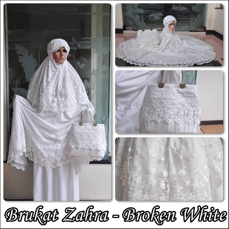 Gerai Mukena Terlaris DEWASA BROKAT ZAHRA BROKEN WHITE BW