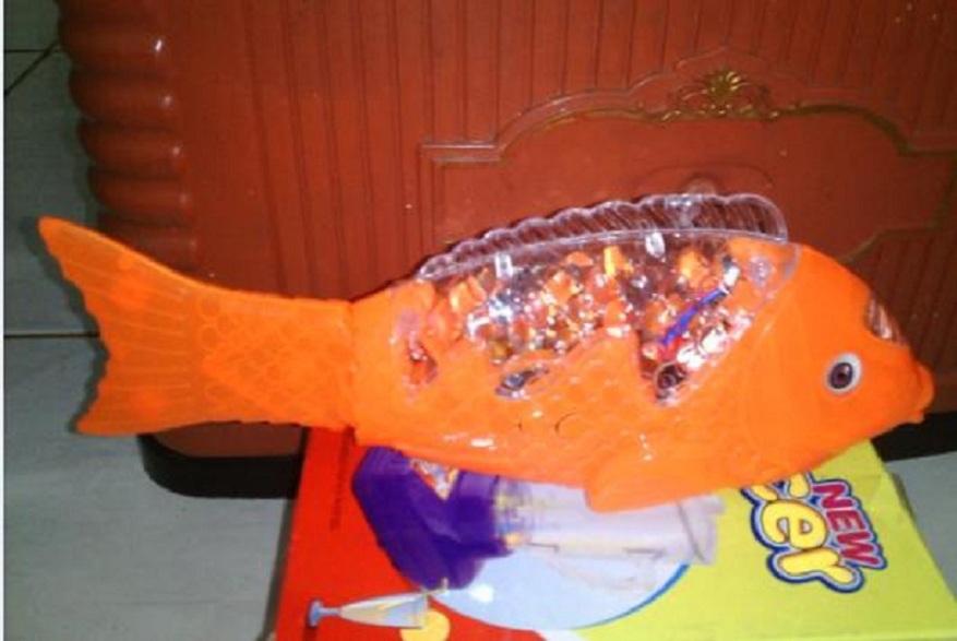 Mainan Ikan berjalan goyang menyala lucu bersuara lucu