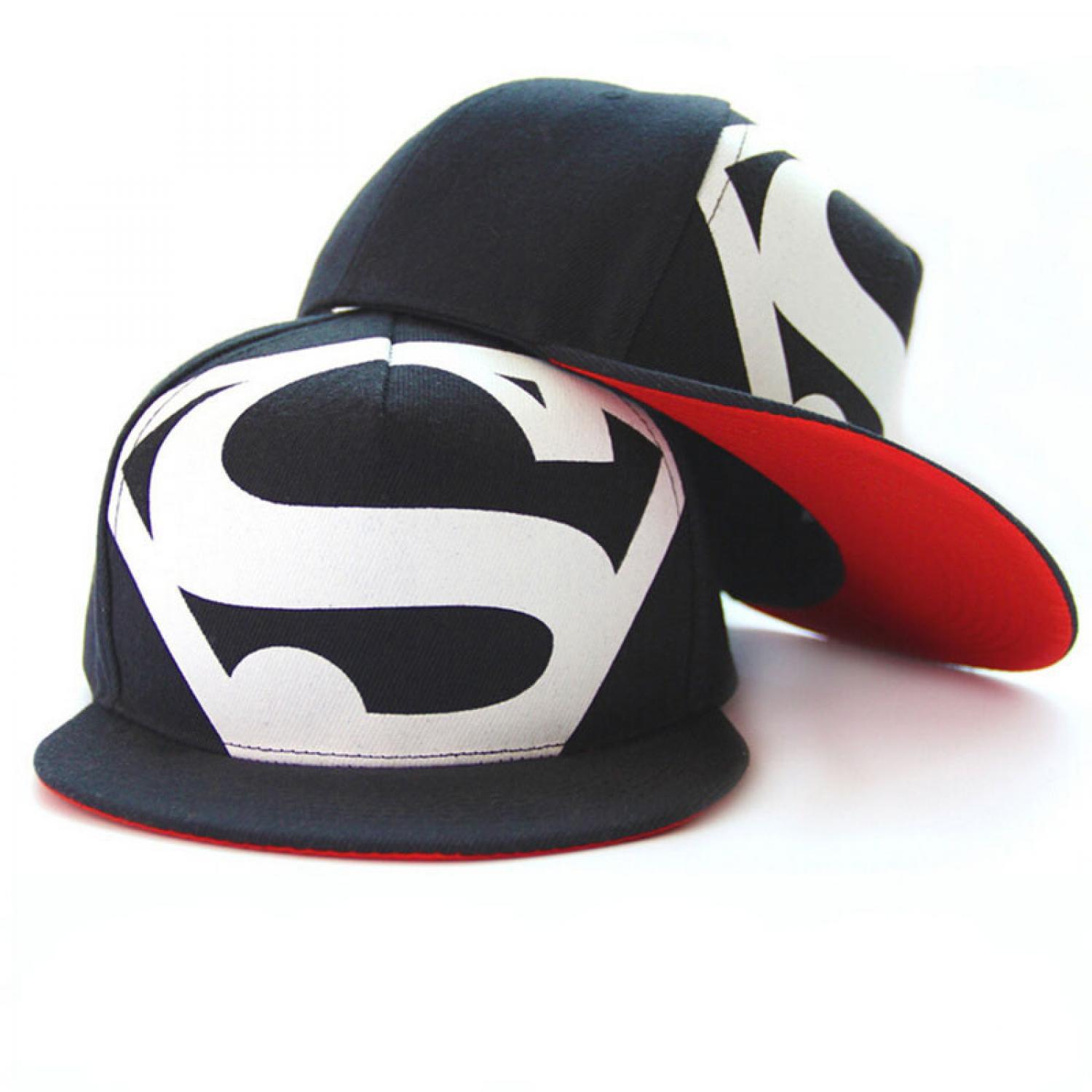 Ormano Topi Snapback Baseball Hip Hop Superman Supehero Fashion Korea Accessories Sporty Casual Man Women Unisex Hat Cap Pelindung Tudung Tutup Penutup Kepala Anti Panas Head Protector Olahraga s0175 - Black