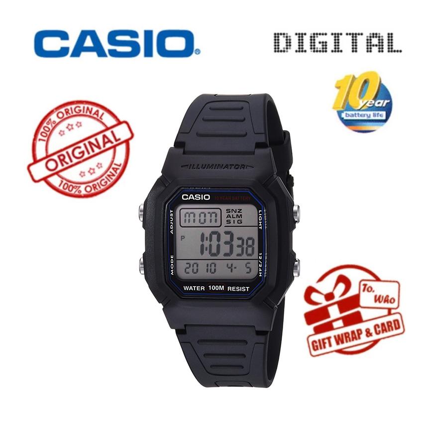 Jam Tangan Casio Mode untuk Pria Jam Digital Kasual Modis & Gaya Militer Jam Tangan Pria Pria Warna Asli Asli W-800H-1A