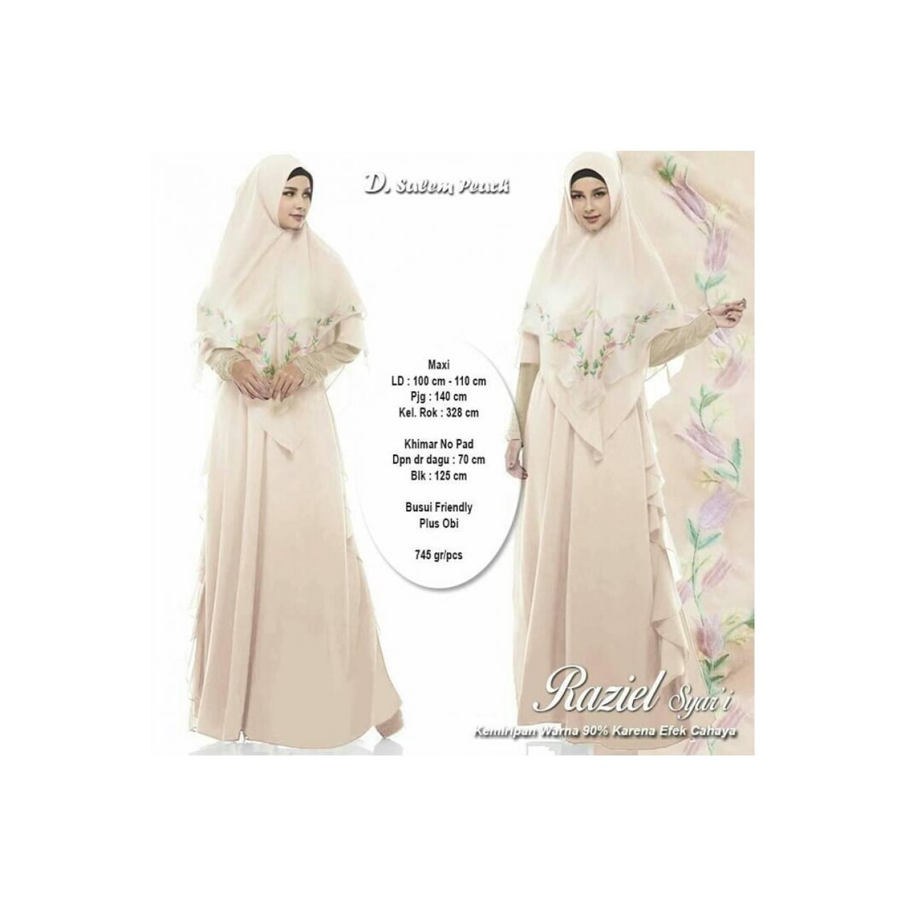 Baju Pengantin Muslimah 119847 SYARI BORDIR RAZIEL SALEM PEACH