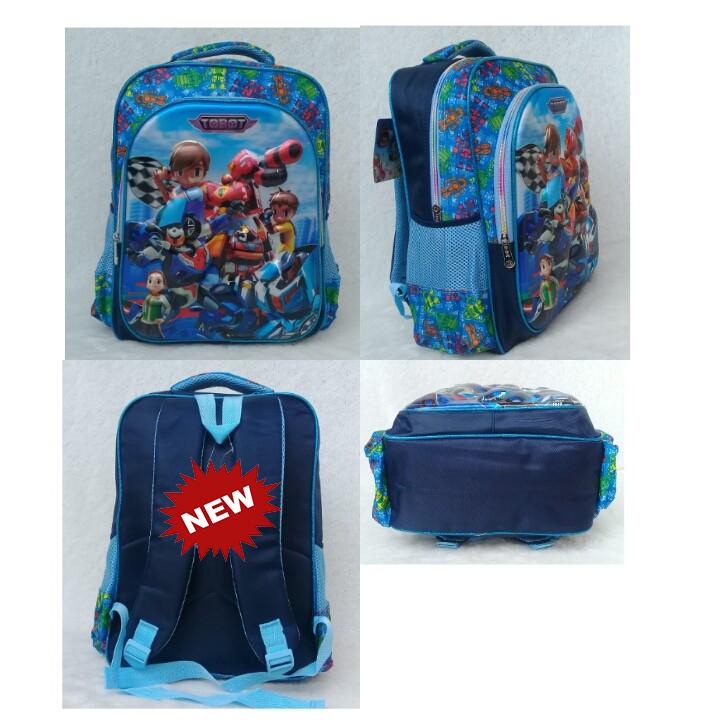 Onlan Tas MURAH KUALITAS TERBAIK NEW TOBOT Ransel Anak Sekolah SD Karakter Anak Laki Laki 5D Timbul Hologram Import - 2KT(cnt ) - SD