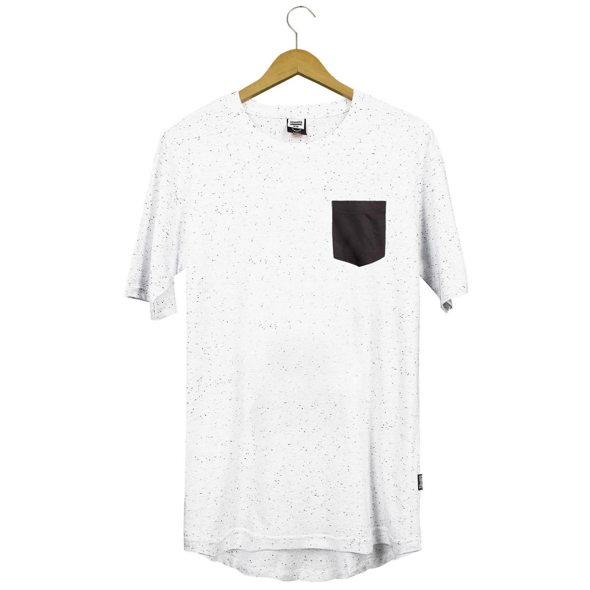 Tomato Clothing Original Kaos Distro Pria Longline Warna Putih Polka Model Pocket