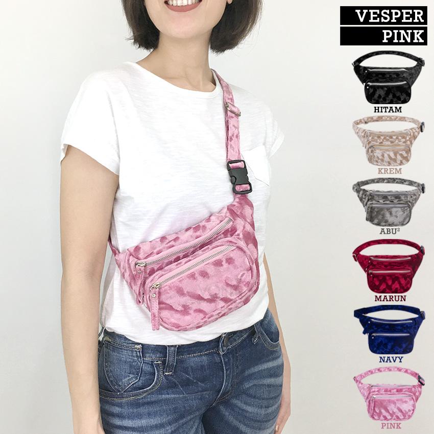 VONA Vesper - Waist Bag Velvet Beludru Halus Tas Belt HM HNM Selempang Dada Punggung Pinggang Fanny Pack Unisex Wanita Pria Praktis Casual Fashion Tali Panjang Best Seller Streetwear Style Premium Mini Remaja Cowok Cewek - Hitam Krem Abu Marun Navy Pink