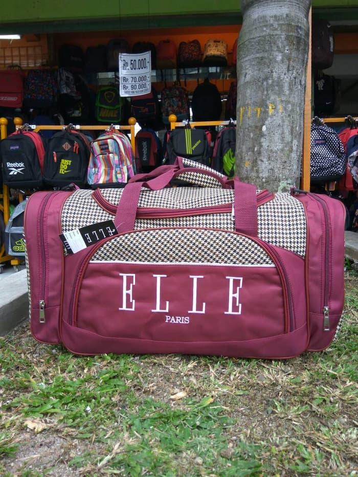 PROMO!!! Tas travel bag ELLE - Tas pakaian buat mudik dan olahraga pria wanita - Maroon - pyz6VN