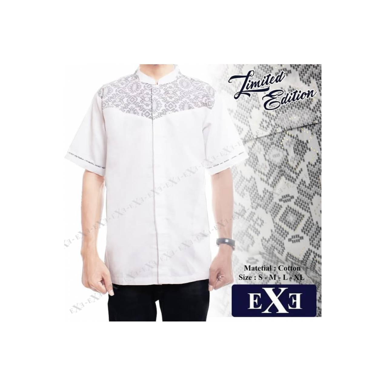 BAJU TERBARU Kemeja / Baju Koko Muslim Couple Ayah Anak eXe - Putih