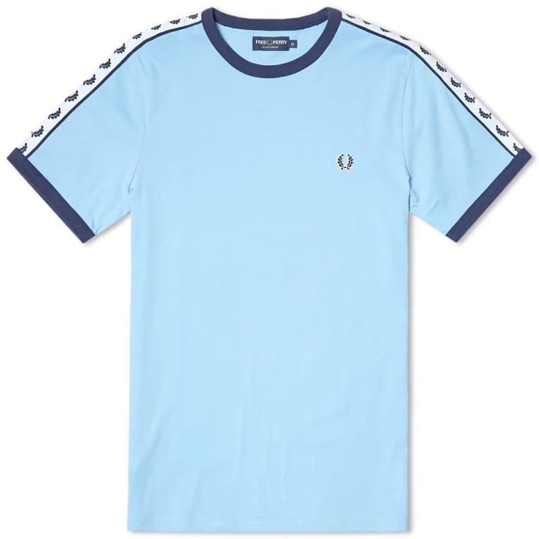Kaos Fred Perry Taped Ringer Tee Blue Sky - Premium Quality